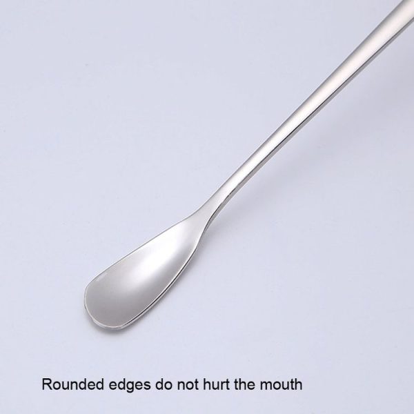 15cm 304 Stainless Steel Spoon Coffee Square Head Spoon Long Handle Mixing Spoon, Color: Stainless Steel Color - Image 4