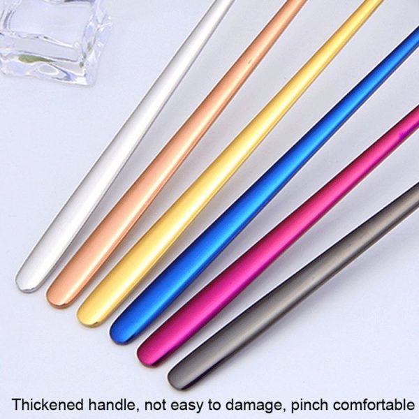 15cm 304 Stainless Steel Spoon Coffee Square Head Spoon Long Handle Mixing Spoon, Color: Stainless Steel Color - Image 5