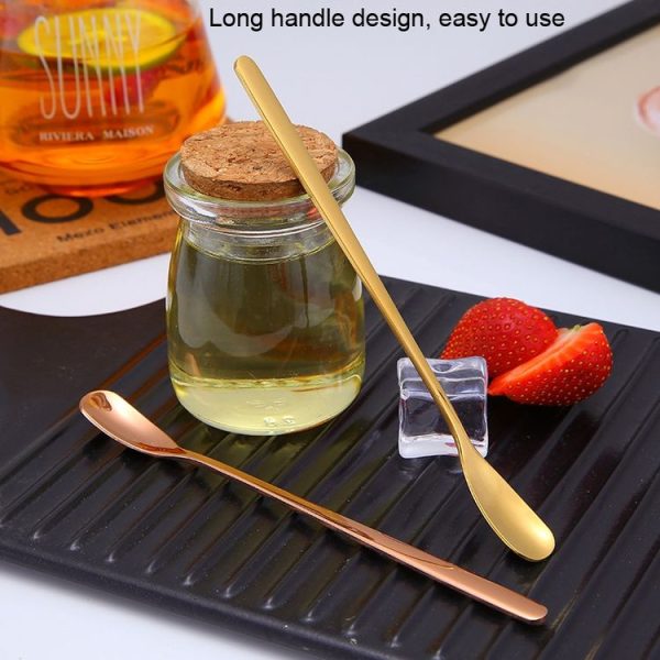 15cm 304 Stainless Steel Spoon Coffee Square Head Spoon Long Handle Mixing Spoon, Color: Stainless Steel Color - Image 7