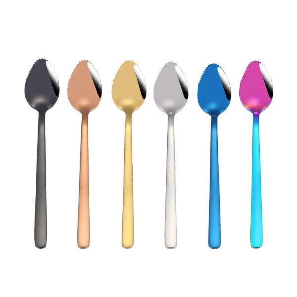 304 Stainless Steel Fruit Scraping Spoon Children Supplementary Food Tableware, Color: Stainless Steel Color - Image 2