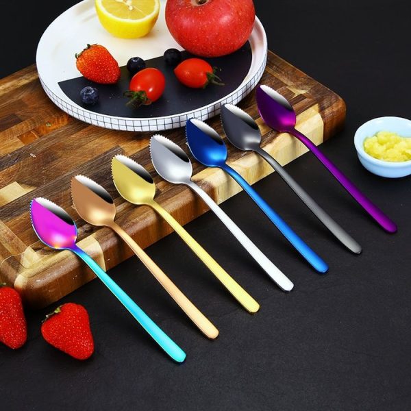304 Stainless Steel Fruit Scraping Spoon Children Supplementary Food Tableware, Color: Stainless Steel Color - Image 8