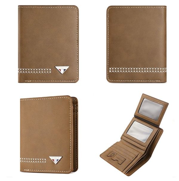 DEABOLAR Men Wallet Retro Casual Short Multi-card Holder Driver License Case (Brown) - Image 2