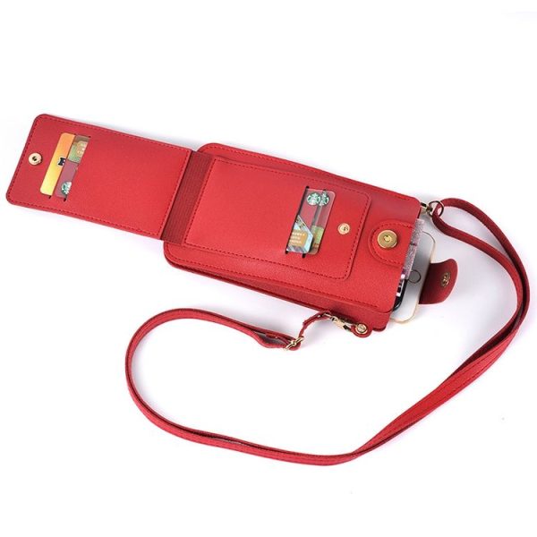 Ladies Mobile Phone Bag One Shoulder Messenger Mini Bag Printed Long Card Holder Wallet (Purple) - Image 3