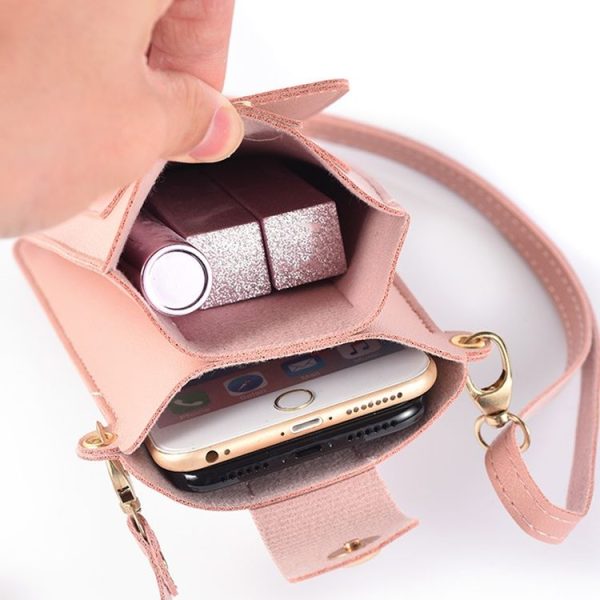 Ladies Mobile Phone Bag One Shoulder Messenger Mini Bag Printed Long Card Holder Wallet (Purple) - Image 6