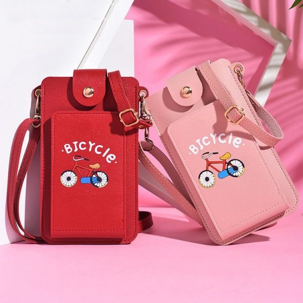 Ladies Mobile Phone Bag One Shoulder Messenger Mini Bag Printed Long Card Holder Wallet (Purple) - Image 7