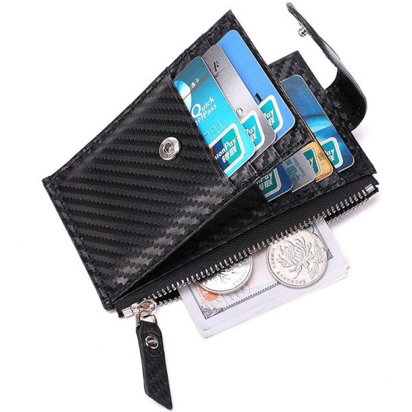 Airtag Tracker Case Carbon Fiber Credit Card Holder Wallet (Grey) - Image 4
