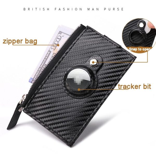 Airtag Tracker Case Carbon Fiber Credit Card Holder Wallet (Grey) - Image 5