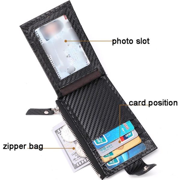 Airtag Tracker Case Carbon Fiber Credit Card Holder Wallet (Grey) - Image 6