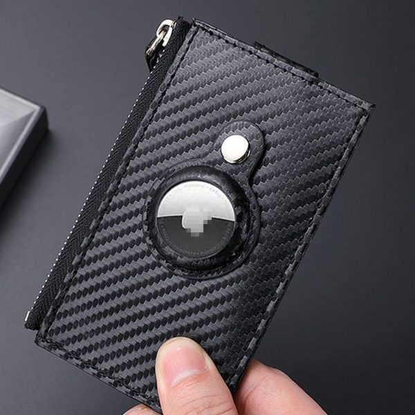 Airtag Tracker Case Carbon Fiber Credit Card Holder Wallet (Grey) - Image 7
