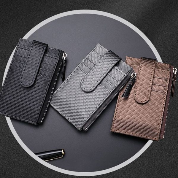 Airtag Tracker Case Carbon Fiber Credit Card Holder Wallet (Grey) - Image 8