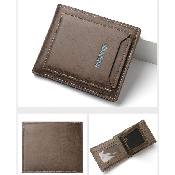 DEABOLAR RFID Anti-theft Men Wallet Retro Multifunctional Card Holder Coin Purse (Blue) - Image 3