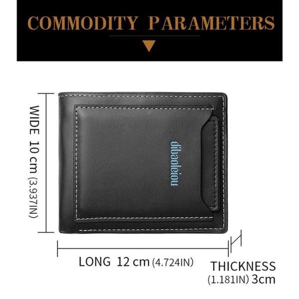 DEABOLAR RFID Anti-theft Men Wallet Retro Multifunctional Card Holder Coin Purse (Blue) - Image 4