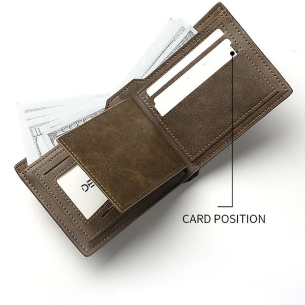 DEABOLAR RFID Anti-theft Men Wallet Retro Multifunctional Card Holder Coin Purse (Blue) - Image 6