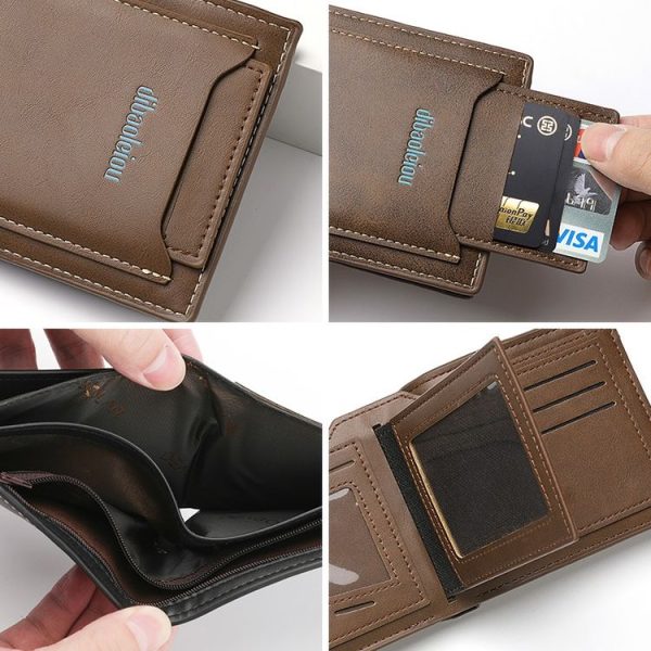 DEABOLAR RFID Anti-theft Men Wallet Retro Multifunctional Card Holder Coin Purse (Blue) - Image 9