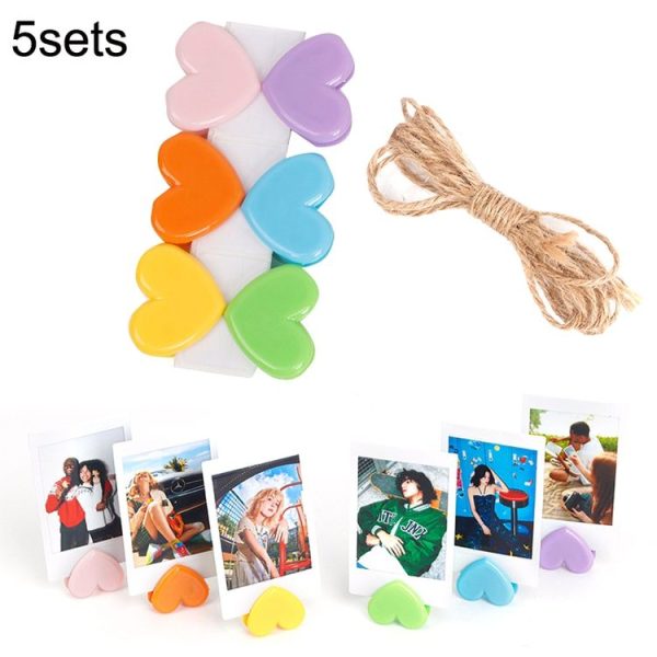 5sets Cute Color Love Clip Desktop Bracket Picture Hanging Wall Decoration Memo Clip (As Show)