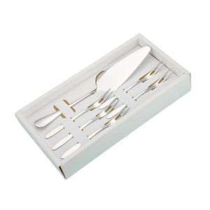 6pcs / set Stainless Steel Cake Knife And Fork Set, Color: Silver With 2-tine Forks