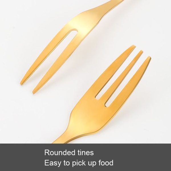 6pcs / set Stainless Steel Cake Knife And Fork Set, Color: Silver With 2-tine Forks - Image 3