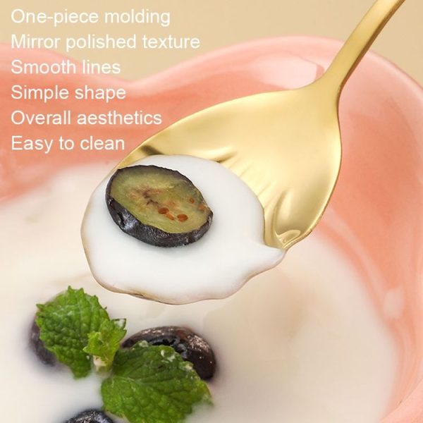 Stainless Steel Water Droplet Shell Spoon Ice Cream Spoon Coffee Mixing Spoon, Color: Stainless Steel Color - Image 7