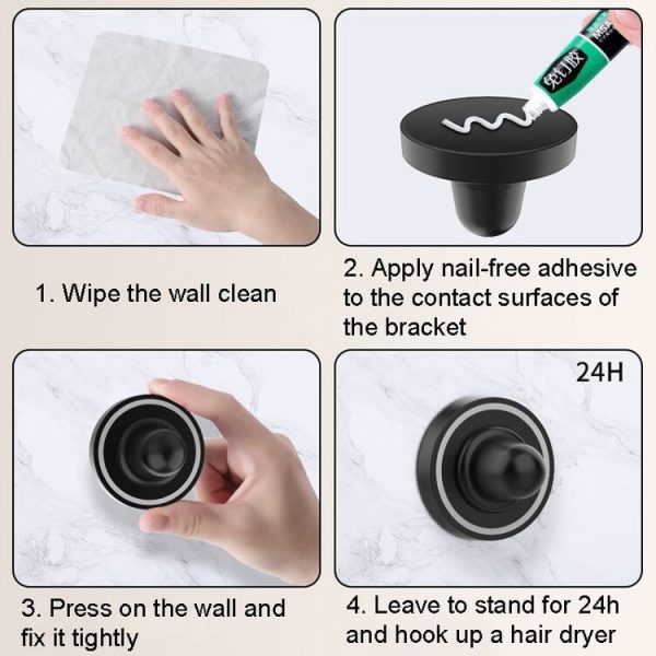 Dyson Hair Dryer No-punch Bathroom Wall Mounted Magnetic Blower Holder Nozzle Storage Hanger - Image 5