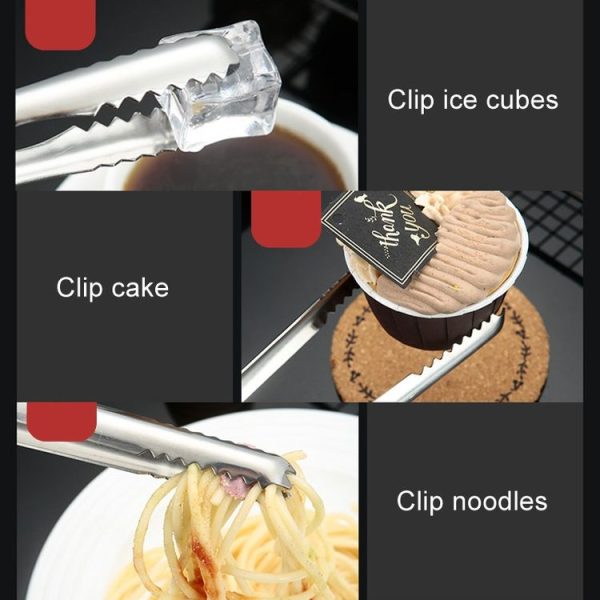 With Teeth Non-Slip Stainless Steel Ice Clip Mirror Polishing Coffee Square Sugar Clip, Color: Stainless Steel Color - Image 2