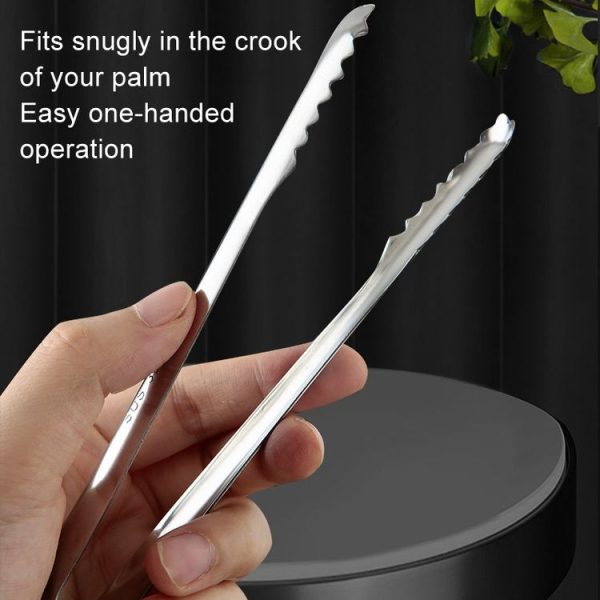With Teeth Non-Slip Stainless Steel Ice Clip Mirror Polishing Coffee Square Sugar Clip, Color: Stainless Steel Color - Image 3
