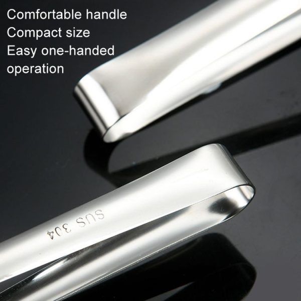 With Teeth Non-Slip Stainless Steel Ice Clip Mirror Polishing Coffee Square Sugar Clip, Color: Stainless Steel Color - Image 5