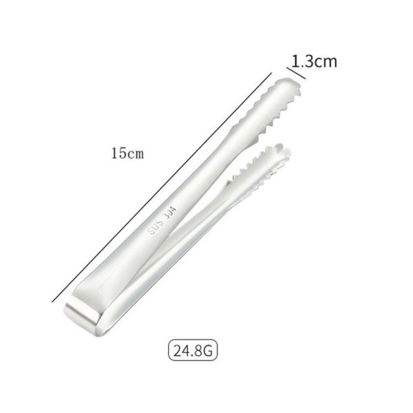 With Teeth Non-Slip Stainless Steel Ice Clip Mirror Polishing Coffee Square Sugar Clip, Color: Stainless Steel Color - Image 7