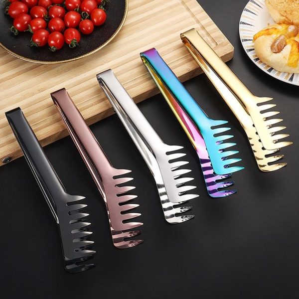 Titanium Plated Stainless Steel Spaghetti Clip Restaurant Food Clamps, Color: Stainless Steel Color - Image 2