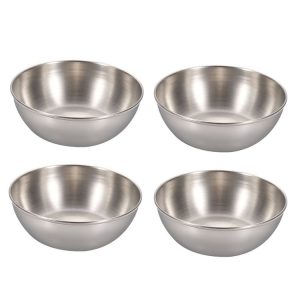 4pcs / set Stainless Steel Circular Dipped Dishes Seasoning Gastric Dish, Color: Stainless Steel Color
