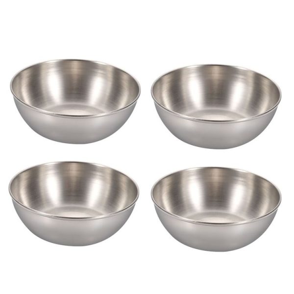 4pcs / set Stainless Steel Circular Dipped Dishes Seasoning Gastric Dish, Color: Stainless Steel Color