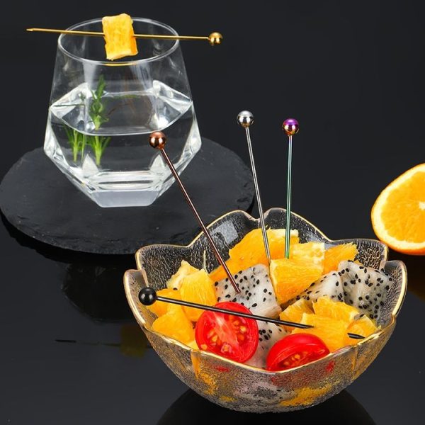304 Stainless Steel Fruit Needle Dim Sum Decorative Small Sticks, Color: Silver - Image 10