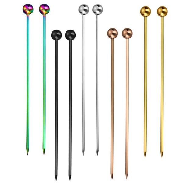 304 Stainless Steel Fruit Needle Dim Sum Decorative Small Sticks, Color: Silver - Image 2
