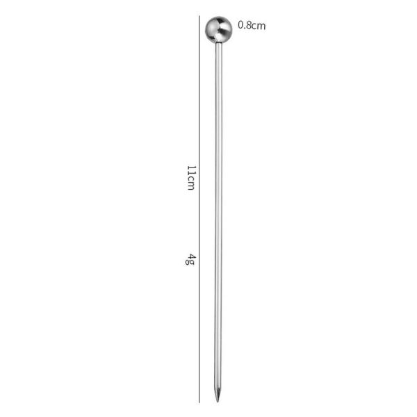304 Stainless Steel Fruit Needle Dim Sum Decorative Small Sticks, Color: Silver - Image 3