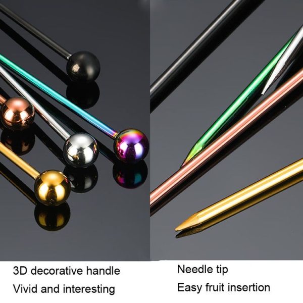 304 Stainless Steel Fruit Needle Dim Sum Decorative Small Sticks, Color: Silver - Image 4