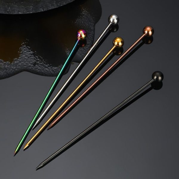 304 Stainless Steel Fruit Needle Dim Sum Decorative Small Sticks, Color: Silver - Image 5