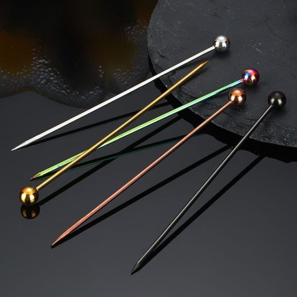 304 Stainless Steel Fruit Needle Dim Sum Decorative Small Sticks, Color: Silver - Image 6