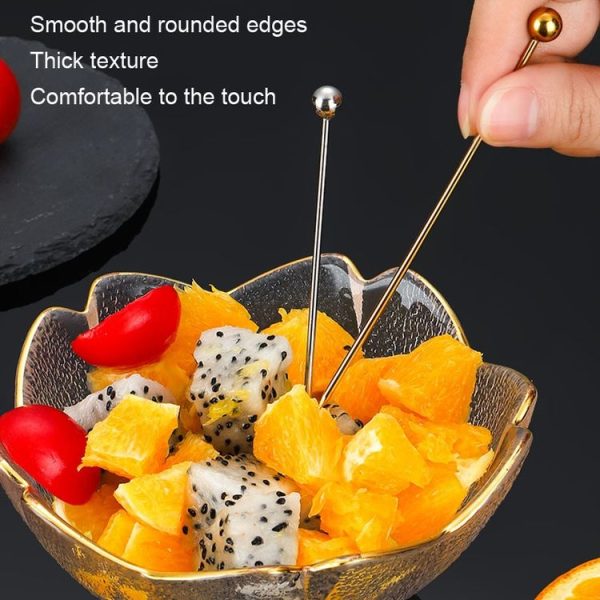 304 Stainless Steel Fruit Needle Dim Sum Decorative Small Sticks, Color: Silver - Image 8
