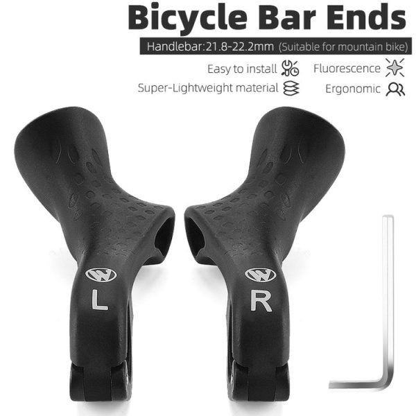WEST BIKING Bike Cow Horns Fluorescent Deputy Handle Riding Equipment (Black) - Image 2