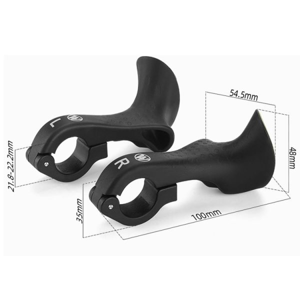 WEST BIKING Bike Cow Horns Fluorescent Deputy Handle Riding Equipment (Black) - Image 3