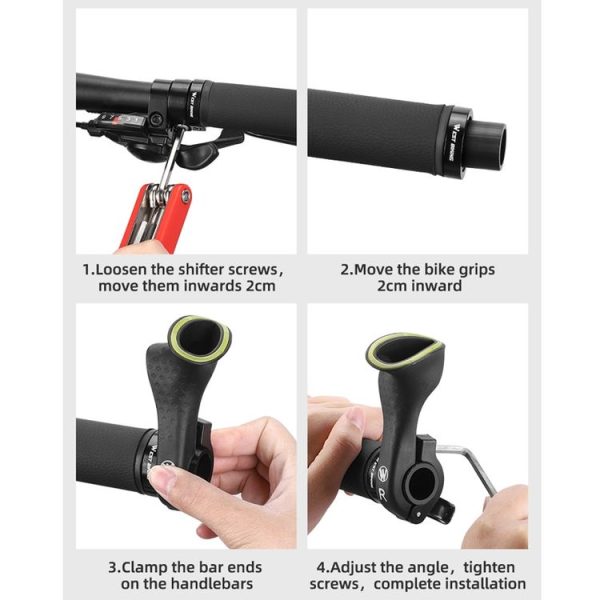WEST BIKING Bike Cow Horns Fluorescent Deputy Handle Riding Equipment (Black) - Image 7