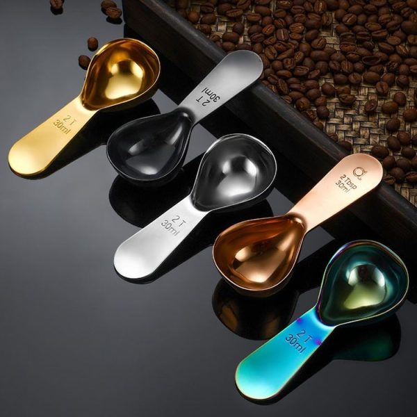 30ml 304 Stainless Steel Thickened Coffee Spoon With Scale Measuring Bean Spoon, Color: Gold - Image 2