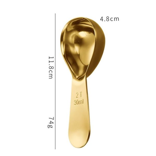 30ml 304 Stainless Steel Thickened Coffee Spoon With Scale Measuring Bean Spoon, Color: Gold - Image 3