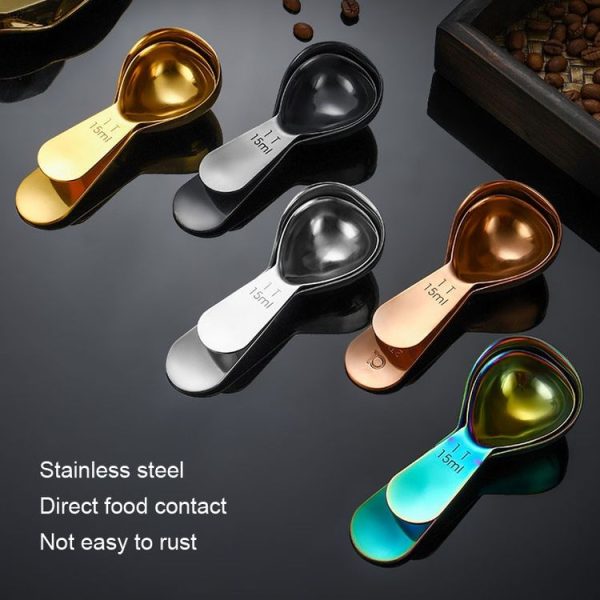 30ml 304 Stainless Steel Thickened Coffee Spoon With Scale Measuring Bean Spoon, Color: Gold - Image 4