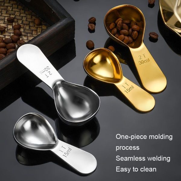 30ml 304 Stainless Steel Thickened Coffee Spoon With Scale Measuring Bean Spoon, Color: Gold - Image 5