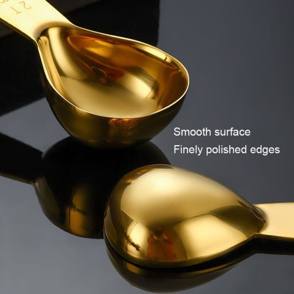 30ml 304 Stainless Steel Thickened Coffee Spoon With Scale Measuring Bean Spoon, Color: Gold - Image 6