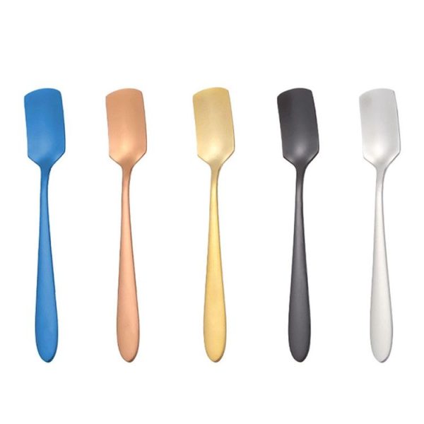 304 Stainless Steel Square Head Spoon Cake Dessert Coffee Small Spoon, Color: Stainless Steel Color - Image 2