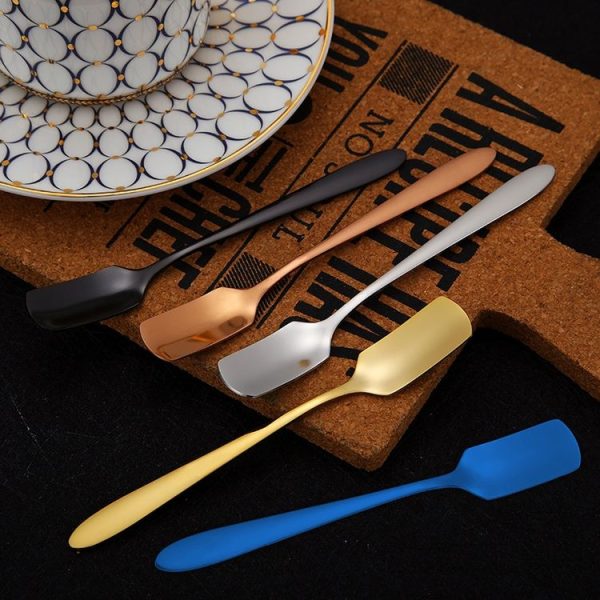 304 Stainless Steel Square Head Spoon Cake Dessert Coffee Small Spoon, Color: Stainless Steel Color - Image 6