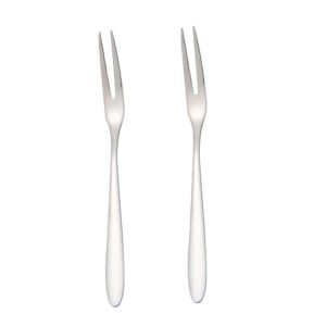 2pcs 304 Stainless Steel Fruit Cake Fork Plating Titanium Tableware, Color: Stainless Steel Color