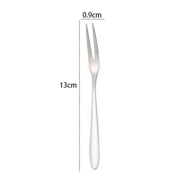 2pcs 304 Stainless Steel Fruit Cake Fork Plating Titanium Tableware, Color: Stainless Steel Color - Image 3