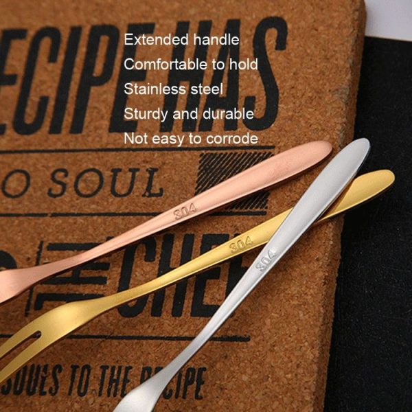 2pcs 304 Stainless Steel Fruit Cake Fork Plating Titanium Tableware, Color: Stainless Steel Color - Image 5